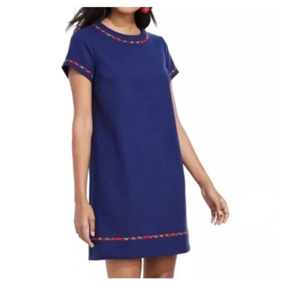 ⭐ Vineyard Vines Deep Bay Blue Tartan Trim Ponte Dress - Women's Size 0